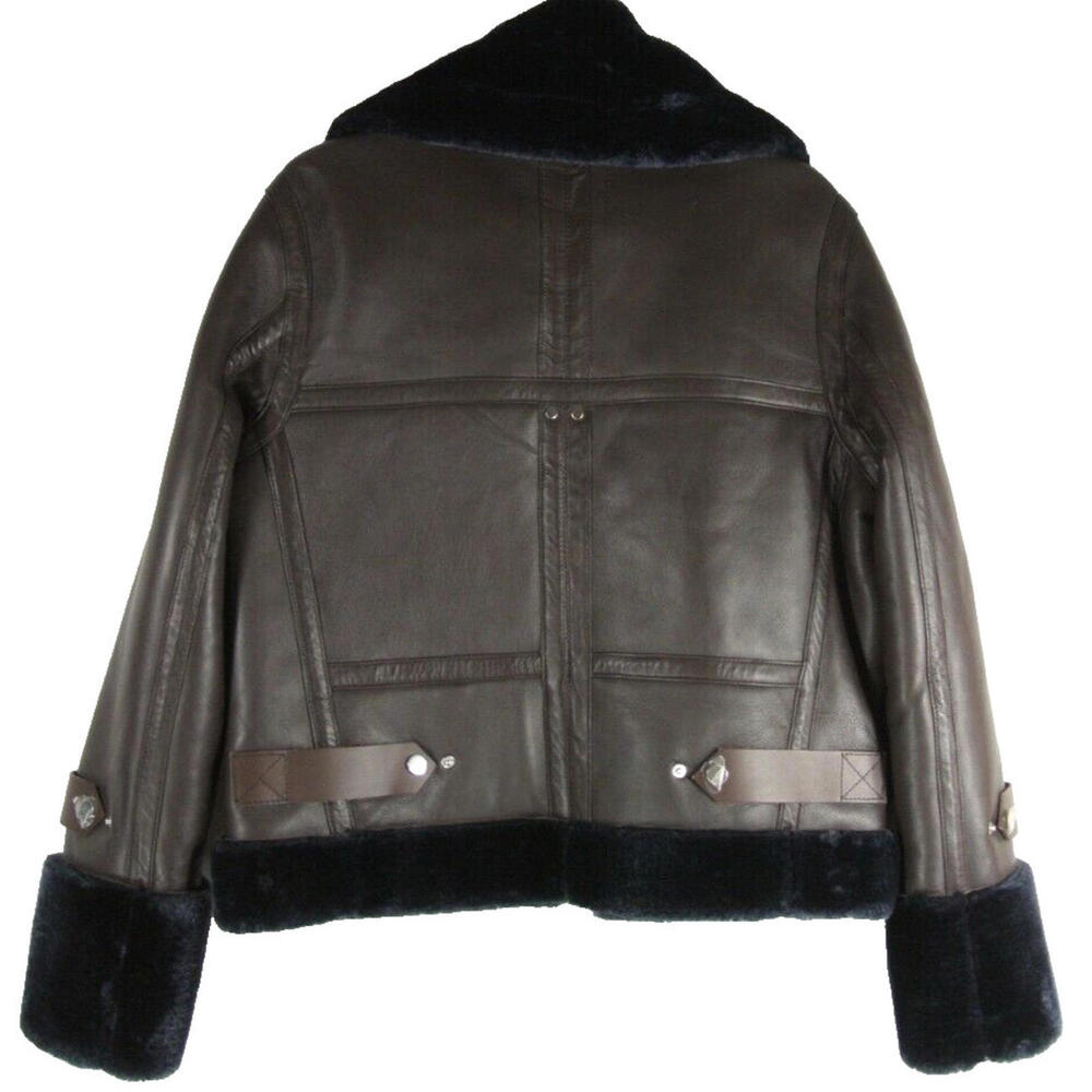 NEW, WALTER BAKER Lianna Faux Fur-Trimmed Leather Jacket - Chocolate L #C3808 - Picture 6 of 9